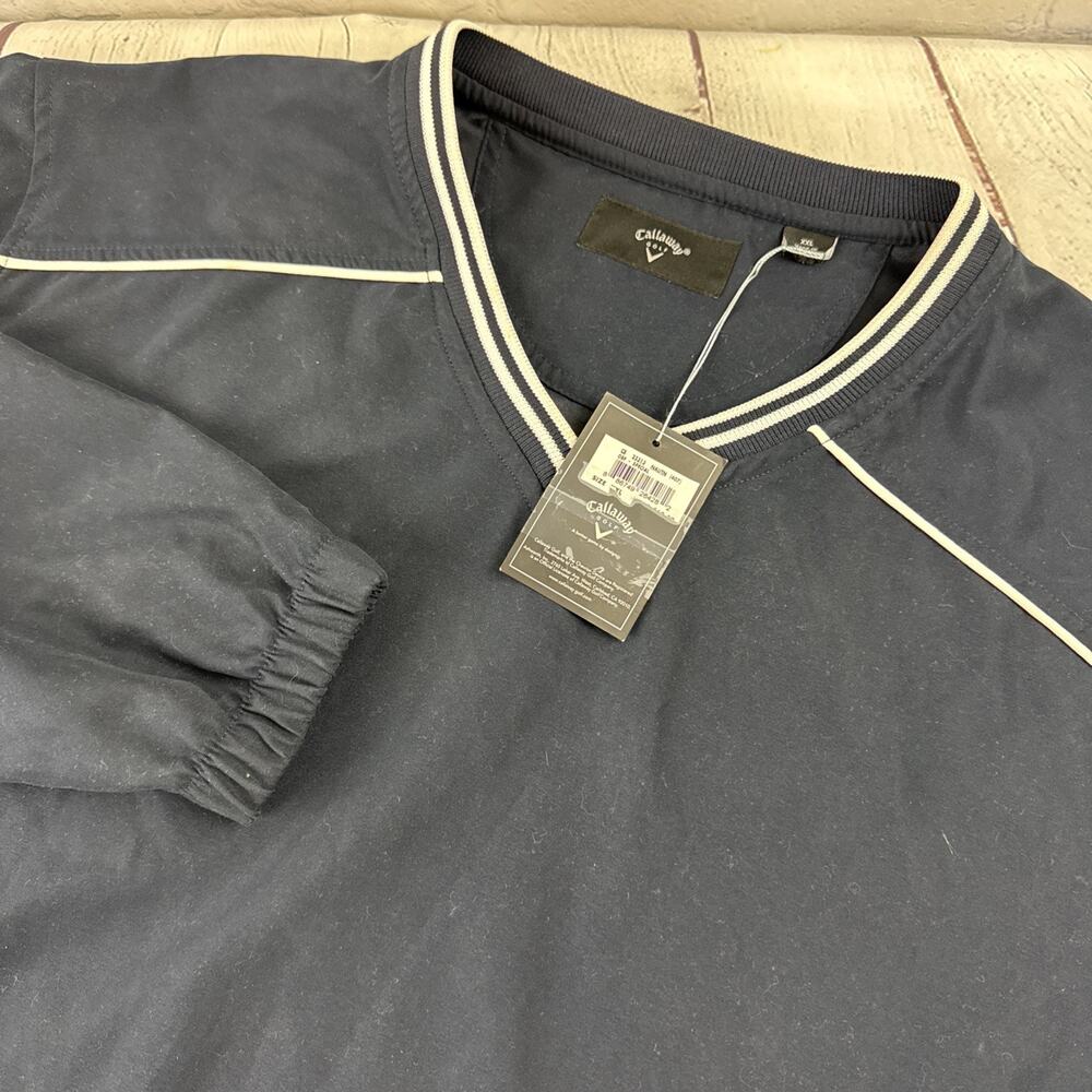 Callaway Golf Windbreaker Pullover Mens XXL Navy Blue White V-Neck CS25313LS